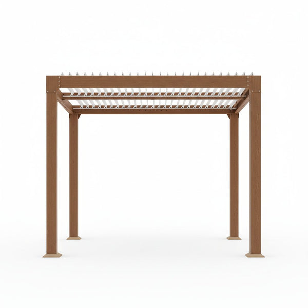 Louvered Pergola 10 Ft X10', Outdoor Pergola with Adjustable Louvered Roof, Reinforced Aluminum Frame, Integrated Drainage System, Hardtop Gazebo for Patio, Deck, Wood Grain