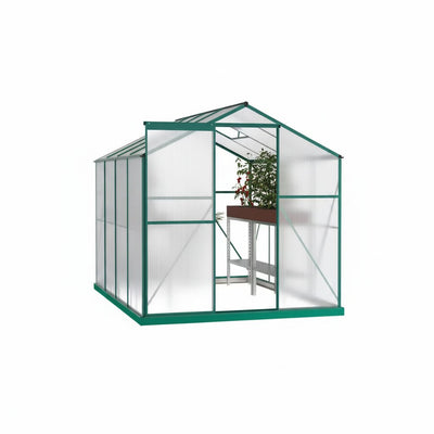 6 Ft X 8 Ft Green Aluminum Heavy Duty Walk-In Plant Garden Polycarbonate Greenhouse for Backyard, Outdoor