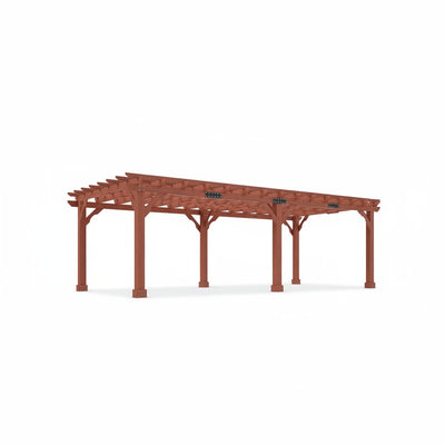 12X24 FT Premium Cedar Wood Pergola with Trellis Roof & Stakes