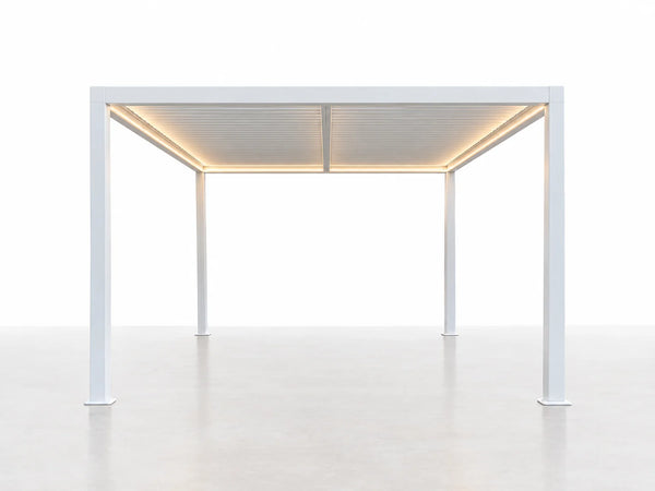 Louvered Pergola Modern White Pergola with Adjustable Roof for Deck Backyard Garden — Studio Shot